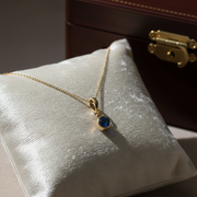 CMF00357B. 14K Solid Gold Blue Natural Diamond Round Charm